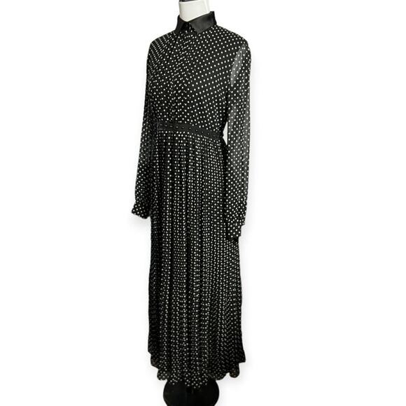 NEW GIAMBA Paris Polka Dots Collared Maxi Dress Black ITALY SIZE 42 US 6 NWT - Picture 2 of 15